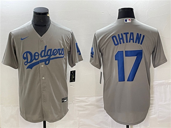 Los Angeles Dodgers #17 Shohei Ohtani Gray Cool Base Stitched Jersey - Click Image to Close